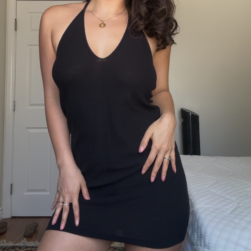 Lemaire Black Cotton halter dress